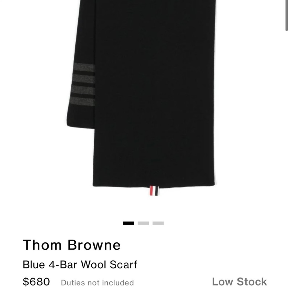 NWT Thom Browne blue 4-bar wool scarf